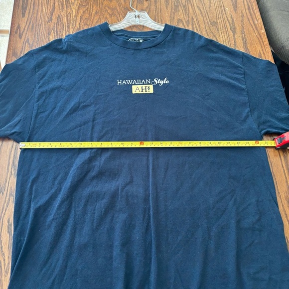 AHI Hawaiian Style Blue Short Sleeve Tee with Crew Neck - Picture 7 of 7